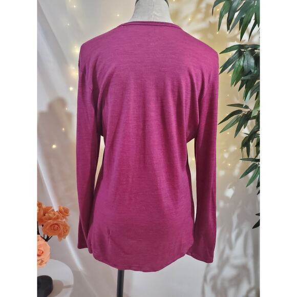 Seg'ments 100% Merino Wool Lightweight Baselayer Pullover Top Womens Size L Pink - Picture 3 of 9